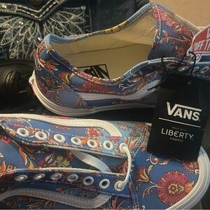 Vans Blue and Pink Liberty Fabric Sneakers